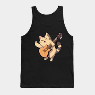 Cat Playing Guitar Tank Top